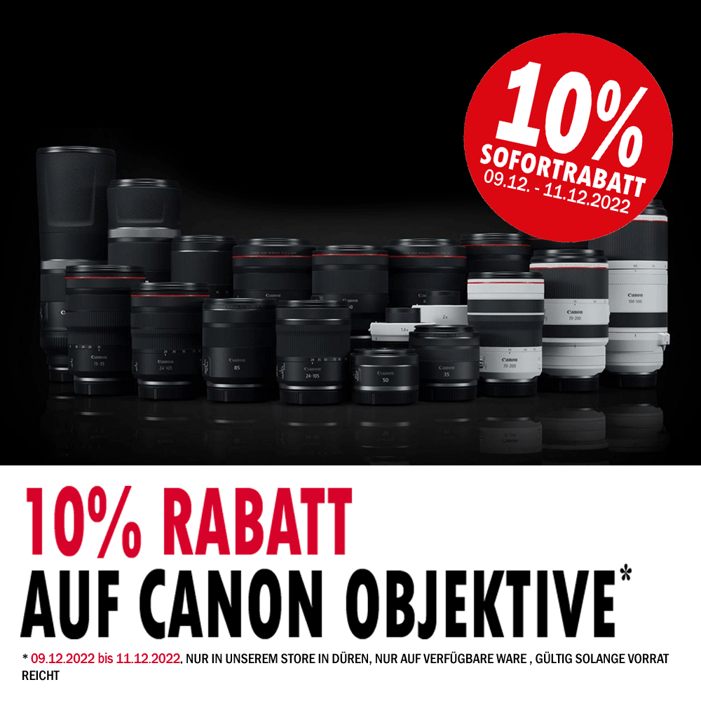 Jetzt Canon Objektiv kaufen und 10% Sofortrabatt sichern (09.12.2022 bis 11.11.2022)
