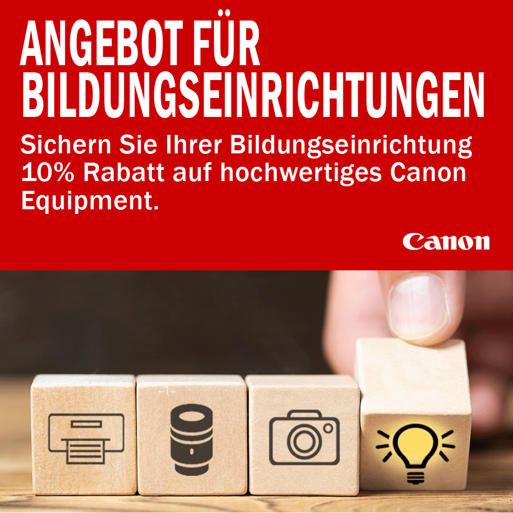 Jetzt 10% Sofortrabatt auf das gesamte Canon Sortiment (außer PTZ-Kameras) (21.12.2023 - 30.06.2024)