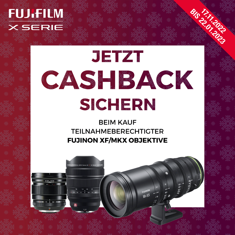 Jetzt Fujifilm Aktionsartikel kaufen und bis zu 1000,00 € CashBack erhalten (17.11.2022 bis 22.01.2023)