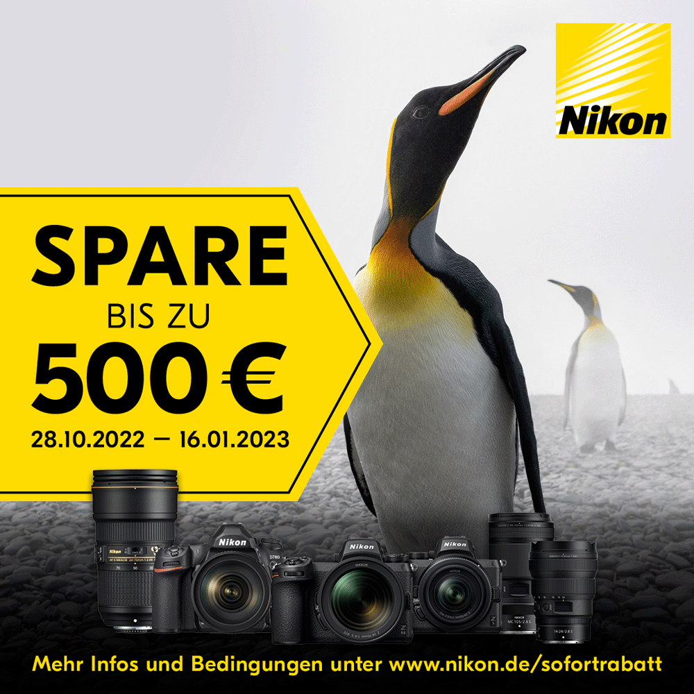Jetzt Nikon Aktionsartikel kaufen und bis zu 500,00 € Sofortrabatt erhalten (28.10.2022 bis 16.01.2023)