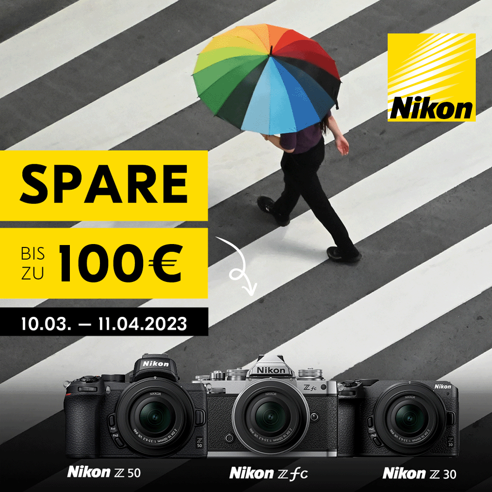 Jetzt Nikon Z30, Z50 oder Zfc kaufen und bis zu 100 €  Sofortrabatt sichern (10.03.2023 bis 11.04.2023)