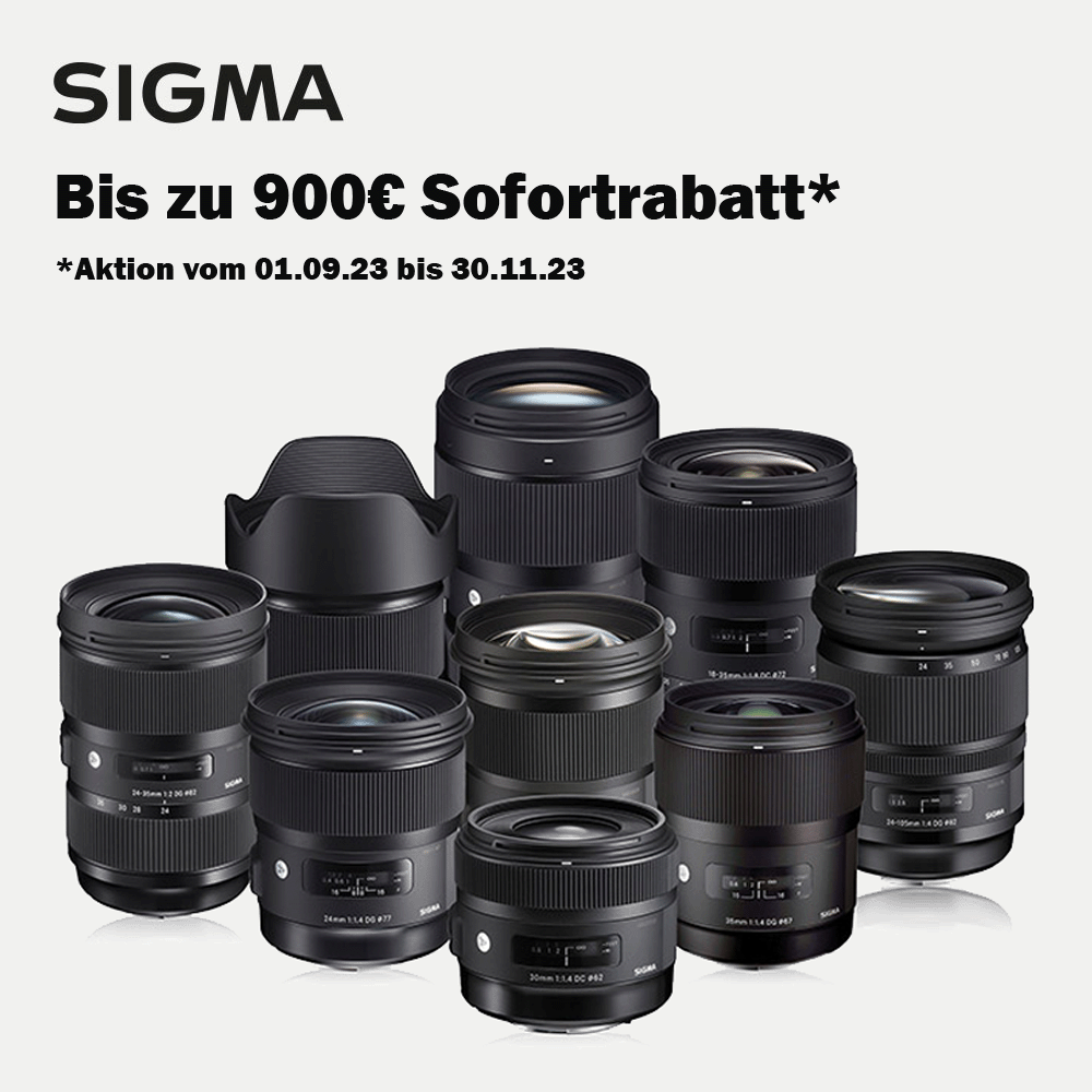 Jetzt teilnehmendes Sigma Objektiv kaufen und bis zu 900,00 € Sofortrabatt erhalten (01.09.2023 - 30.11.2023)